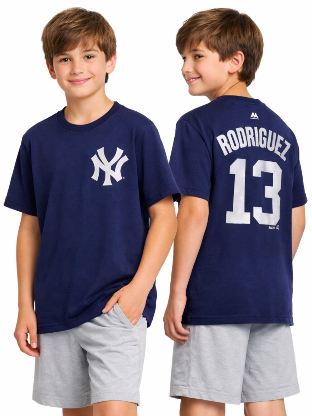 NY Yankees Alex Rodriguez #13 Graphic Tee Youth L 14/16 Blue